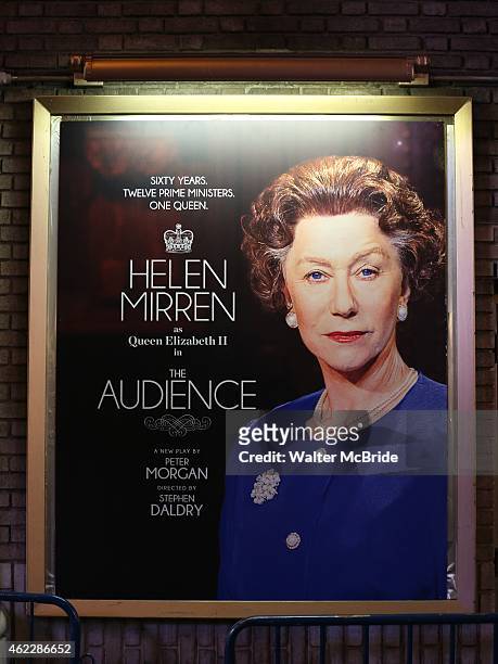 Theatre Marquee unveiling for Peter Morgan's 'The Audience', starring Oscar winner Helen Mirren at the Gerald Schoenfeld Theatre on January 26, 2015...