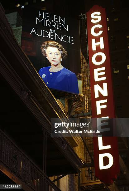 Theatre Marquee unveiling for Peter Morgan's 'The Audience', starring Oscar winner Helen Mirren at the Gerald Schoenfeld Theatre on January 26, 2015...