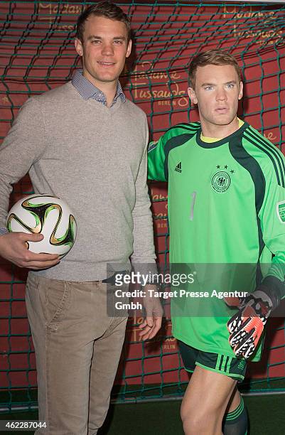 Manuel Neuer attends the exhibition of his wax figure at Madame Tussauds on January 26, 2015 in Berlin, Germany.