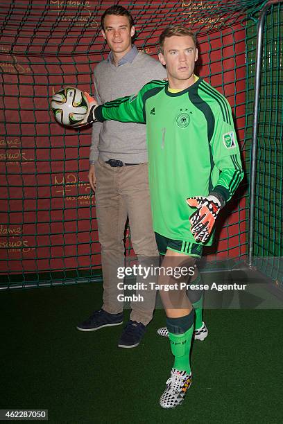 Manuel Neuer attends the exhibition of his wax figure at Madame Tussauds on January 26, 2015 in Berlin, Germany.