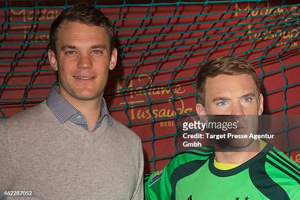 Manuel Neuer attends the exhibition of his wax figure at Madame Tussauds on January 26, 2015 in Berlin, Germany.