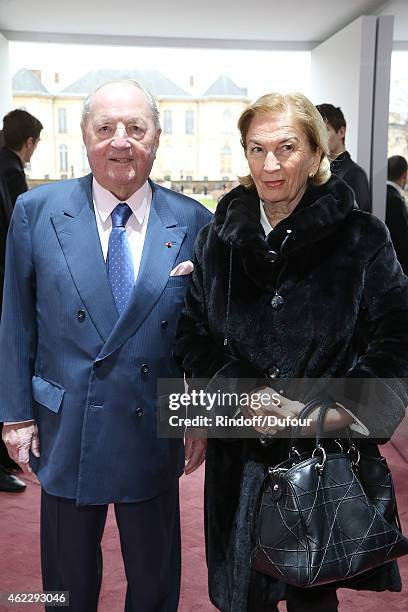 Baron Albert Frere and Baroness attend the Christian Dior show as part of Paris Fashion Week Haute Couture Spring/Summer 2015 on January 26, 2015 in...