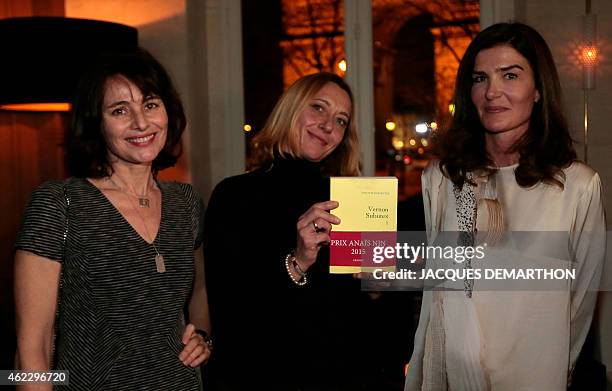 Author Nelly Alard one of the creators of the Anais Nin Prize, poses for a photograph in Paris on January 26, 2015. AFP PHOTO /JACQUES DEMARTHON /...