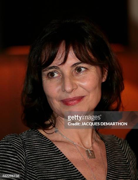 Author Nelly Alard one of the creators of the Anais Nin Prize, poses for a photograph in Paris on January 26, 2015. AFP PHOTO /JACQUES DEMARTHON /...