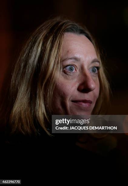 Virginie Despentes first laureate of the Anais Nin Prize, poses for a photograph in Paris on January 26, 2015. AFP PHOTO /JACQUES DEMARTHON