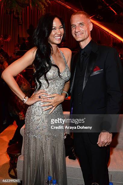 Kimora Lee Simmons and Tim Leissner attend The Weinstein Company & Netflix's 2014 Golden Globes After Party presented by Bombardier, FIJI Water,...