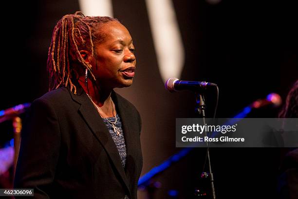 Deborah McCrary of The McCrary Sisters performs on stage at Celtic Connections Festival at Glasgow Royal Concert Hall on January 26, 2015 in Glasgow,...