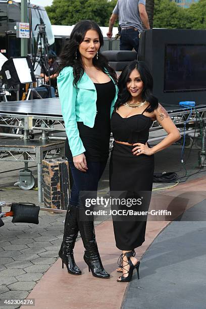 JWoww and Snooki are seen at 'Extra' on January 26, 2015 in Los Angeles, California.