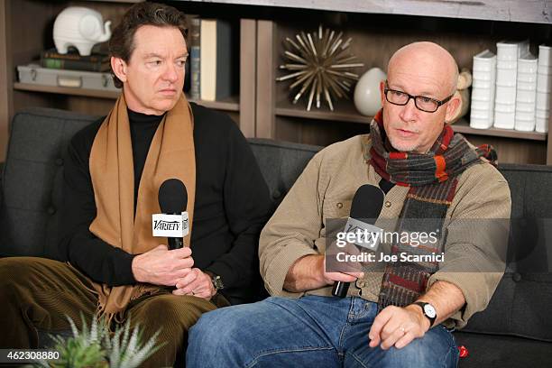 Director Alex Gibney and author Lawrence Wright attend The Variety Studio At Sundance Presented By Dockers Day 3 on January 26, 2015 in Park City,...