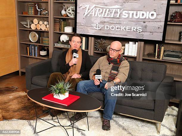 Director Alex Gibney and author Lawrence Wright attend The Variety Studio At Sundance Presented By Dockers Day 3 on January 26, 2015 in Park City,...