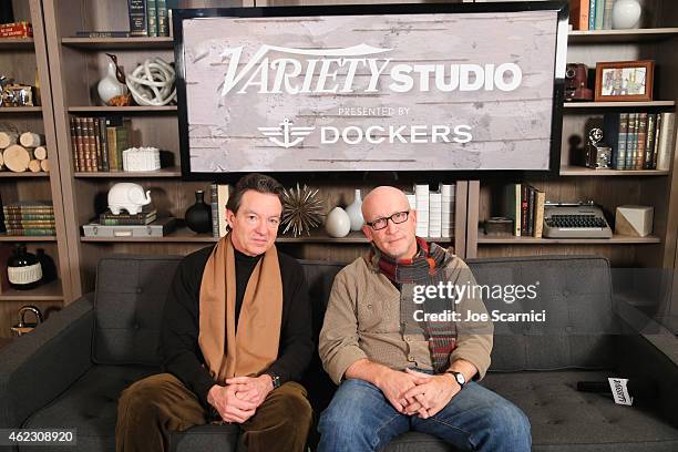 Director Alex Gibney and author Lawrence Wright attend The Variety Studio At Sundance Presented By Dockers Day 3 on January 26, 2015 in Park City,...