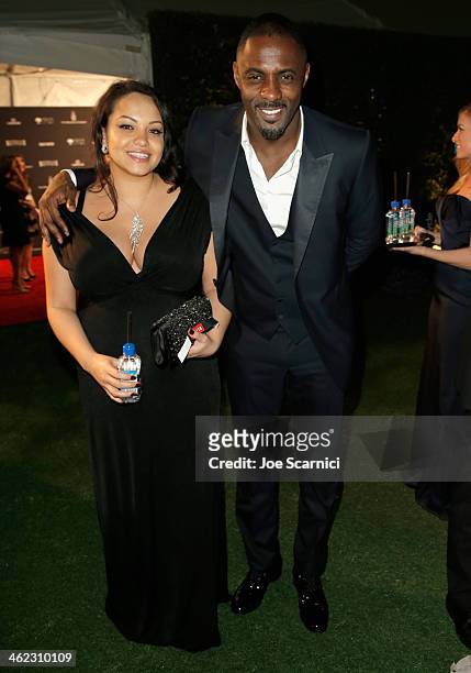 Actor Idris Elba and Naiyana Garth attend The Weinstein Company & Netflix's 2014 Golden Globes After Party presented by Bombardier, FIJI Water,...