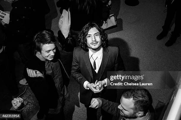 Actors Thomas Mann and Ezra Miller attend the 'The Stanford Prison Experiment' premiere during the 2015 Sundance Film Festival on January 26, 2015 in...