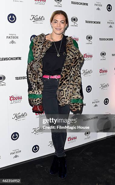 Chelsea Leyland arrives at Mark Ronson's album launch party at BBC Television Centre on January 23, 2015 in London, England.