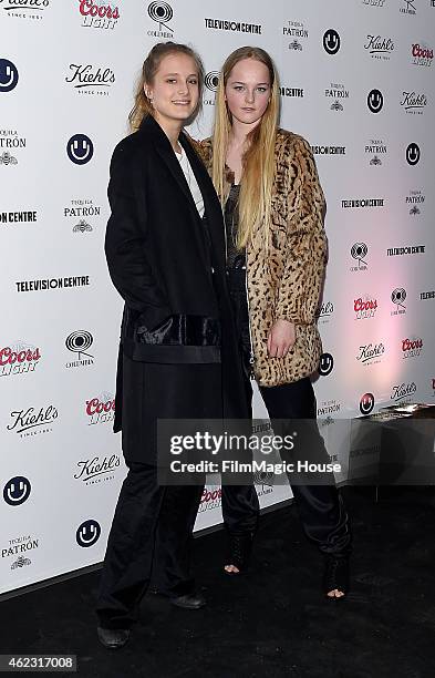 Olympia Campbell and Edie Campbell arrive at Mark Ronson's album launch party at BBC Television Centre on January 23, 2015 in London, England.