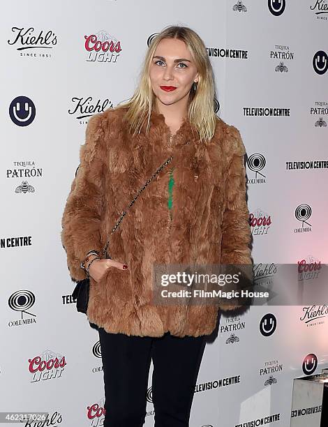 Becky Tong arrives at Mark Ronson's album launch party at BBC Television Centre on January 23, 2015 in London, England.