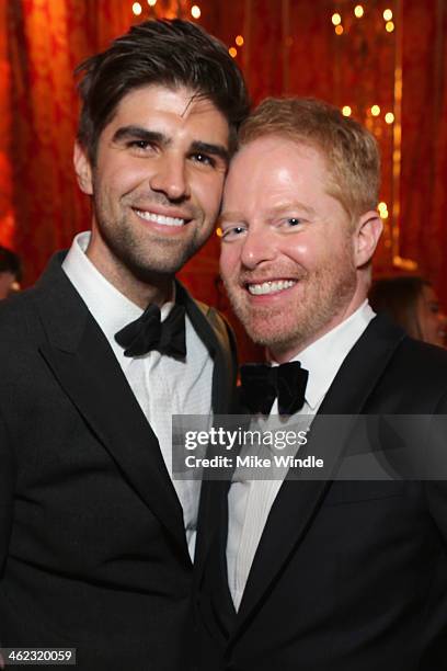 Justin Mikita and actor Jesse Tyler Ferguson attend HBO's Post 2014 Golden Globe Awards Party at Circa 55 Restaurant on January 12, 2014 in Los...