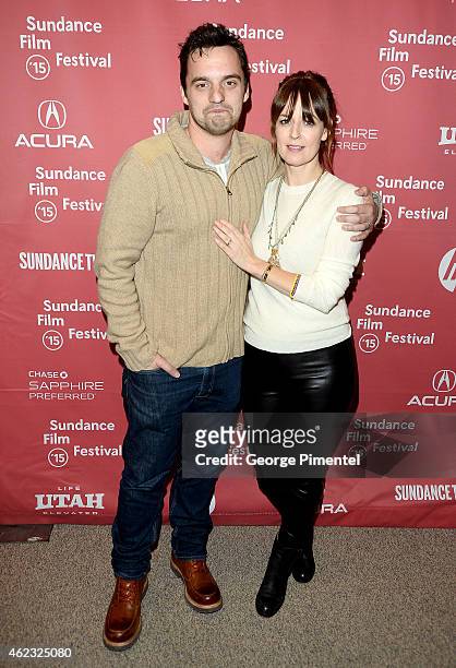 Actors Jake Johnson and Rosemarie DeWitt attends "Digging For Fire" premiere during the 2015 Sundance Film Festival on January 26, 2015 in Park City,...