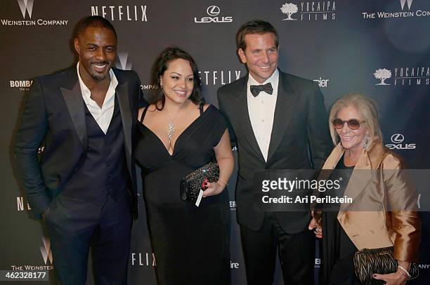 Actor Idris Elba, Naiyana Garth, actor Bradley Cooper, and Gloria Campano attend The Weinstein Company & Netflix's 2014 Golden Globes After Party...