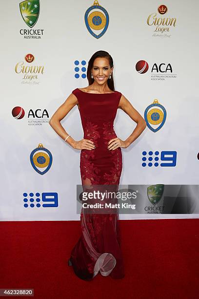 Kyly Clarke, wife of Michael Clarke of Australia, arrives ahead of the 2015 Allan Border Medal at Carriageworks on January 27, 2015 in Sydney,...