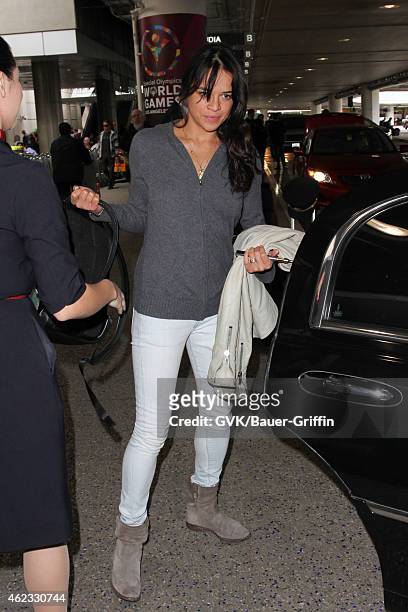 Michelle Rodriguez seen at LAX on January 26, 2015 in Los Angeles, California.