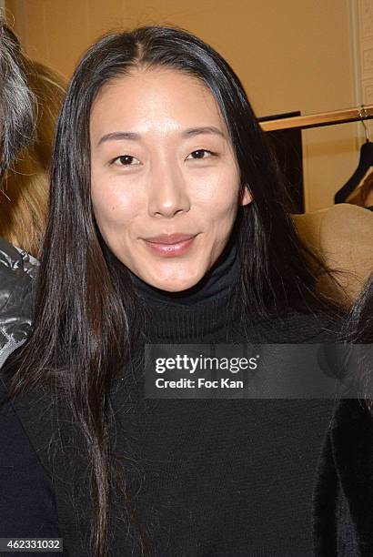 Yiqing Yin attends the Yiqing Yin show as part of the Paris Fashion Week Haute Couture Spring/Summer 2015 on January 26, 2015 in Paris, France.