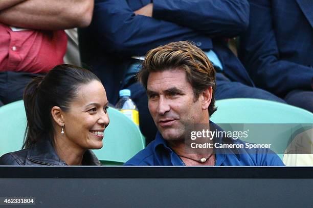 Musician Pete Murray looks on at Rod Laver Arena as Nick Kyrgios of Australia in his quarterfinal match against Andy Murray of Great Britain during...