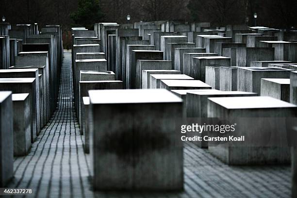 Some of the 2,711 polished marble blocks, or 'stellae' can be seen at the Memorial to the Murdered Jews of Europe, also called the Holocaust Memorial...