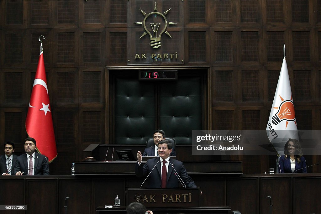 Turkey's PM Ahmet Davutoglu at Parliamentary Group Meeting