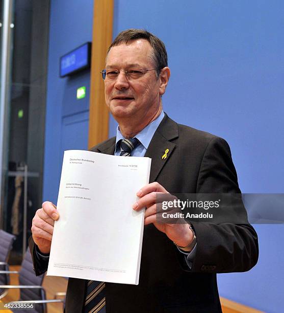 Parliamentary commissioner for the German armed forces , Hellmut Koenigshaus, presents his annual assessment report of 2014 at a press conference in...