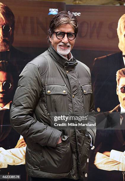Amitabh Bachchan attends a photocall for "Shamitabh" at St James Court Hotel on January 27, 2015 in London, England.