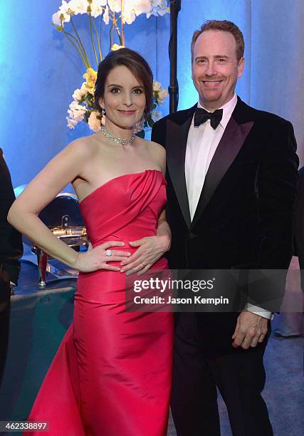 Actress Tina Fey and Chairman NBC Entertainment Rob Greenblatt attend the Universal, NBC, Focus Features, E! sponsored by Chrysler viewing and after...