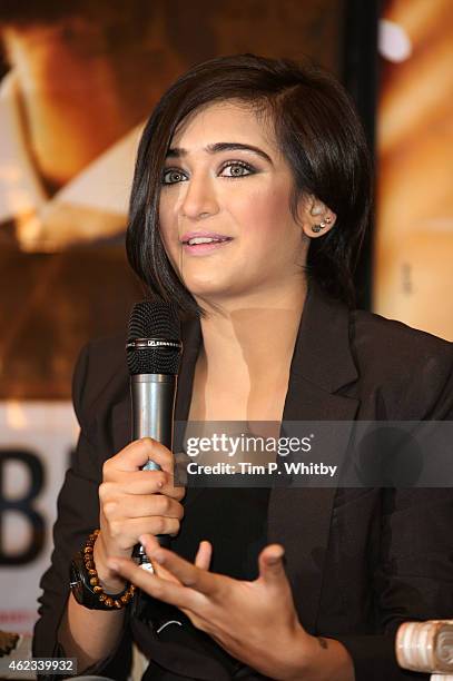 Actor Akshara Haasan attends a press conference for "Shamitabh" at St James Court Hotel on January 27, 2015 in London, England.