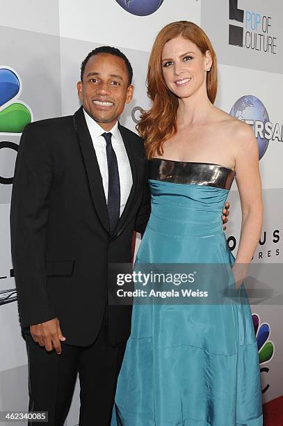 Actors Hill Harper and = Sarah Rafferty attends the Universal, NBC, Focus Features, E! sponsored by Chrysler viewing and after party with Gold Meets...