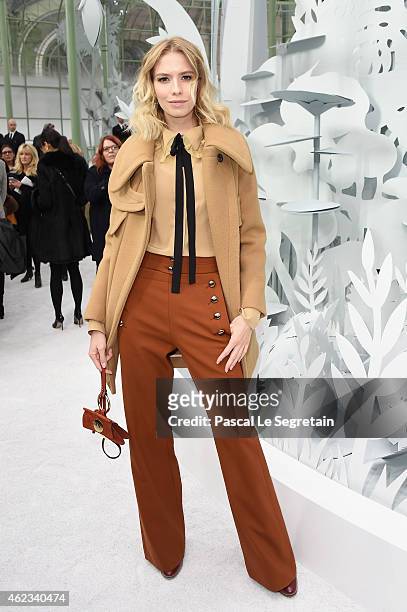 Elena Perminova attends the Chanel show as part of Paris Fashion Week Haute Couture Spring/Summer 2015 on January 27, 2015 in Paris, France.