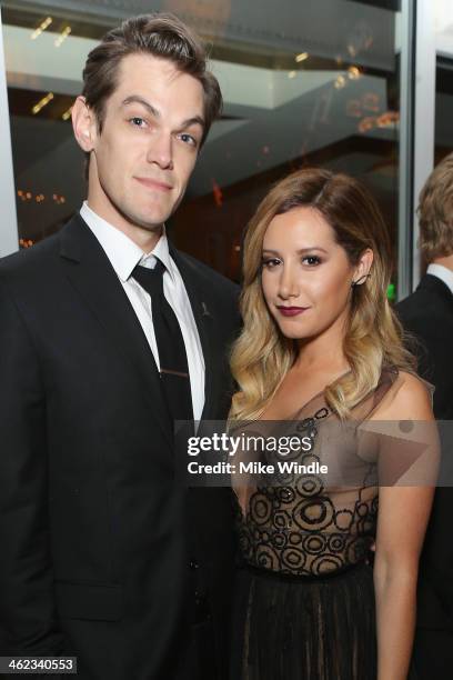 Christopher French and actress Ashley Tisdale attend HBO's Post 2014 Golden Globe Awards Party at Circa 55 Restaurant on January 12, 2014 in Los...