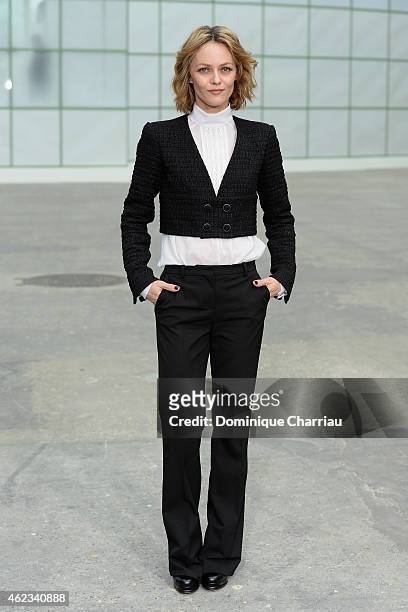 Vanessa Paradis attends the Chanel show as part of Paris Fashion Week Haute-Couture Spring/Summer 2015 on January 27, 2015 in Paris, France.