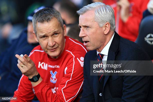 Alan Pardew manager of Crystal Palace with assistant, Keith Millen during the FA Cup Fourth Round match between Southampton and Crystal Palace at St...