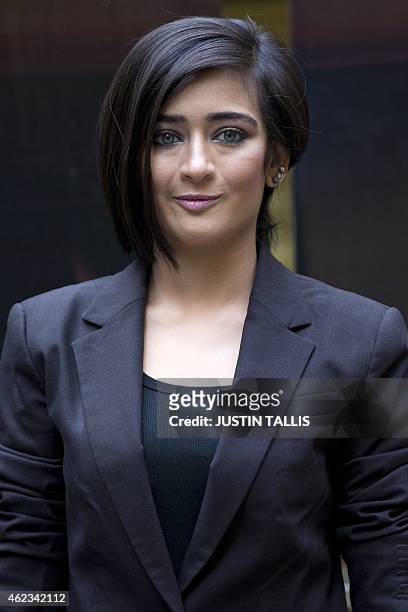 Indian actress Akshara Haasan poses for photographers at a photocall for the film 'Shamitabh' in central London on January 27, 2015. AFP PHOTO /...