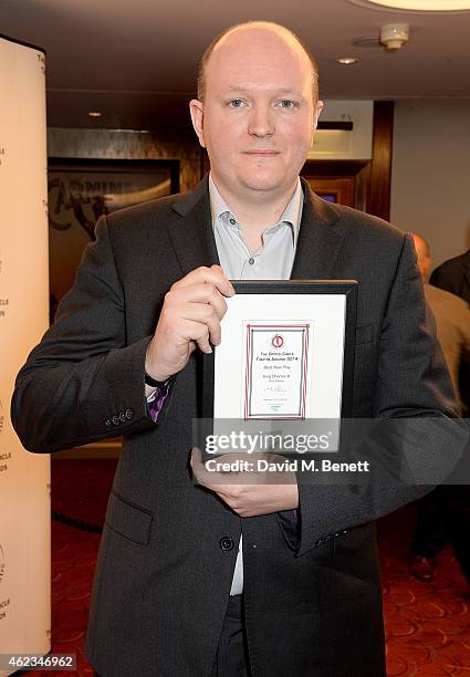 Mike Bartlett winner of the Best New Play Award for King Charless III at the 2015 Critics' Circle Theatre Awards at The Prince of Wales Theatre on...