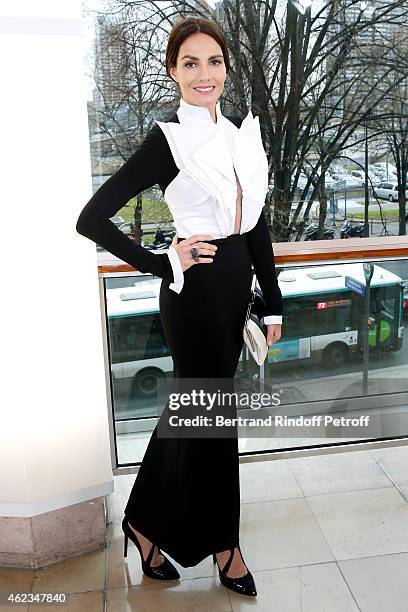 Mexican Model Adriana Abascal attends the Stephane Rolland show as part of Paris Fashion Week Haute Couture Spring/Summer 2015 on January 27, 2015 in...