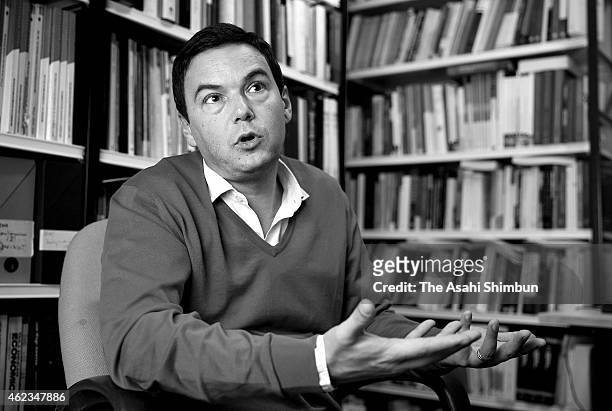 French economist Thomas Piketty speaks during the Asahi Shimbun interview on December 18, 2014 in Paris, France.
