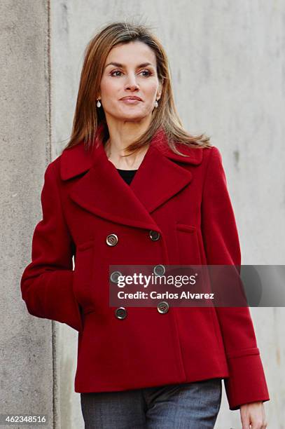 Queen Letizia of Spain attends a meeting at FEDER on January 27, 2015 in Madrid, Spain.