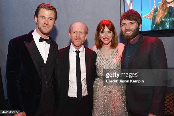 Actor Chris Hemsworth, director Ron Howard, actress Bryce Dallas Howard and actor Seth Gabel attend the Universal, NBC, Focus Features, E! sponsored...