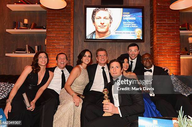 Actress Chelsea Peretti, COO Fox Broadcasting Joe Earley, actress Melissa Fumero, Fox Chairman of Entertainment Kevin Reilly, actor Andy Samberg,...