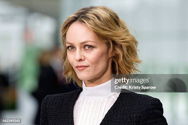 Vanessa Paradis attends the Chanel show as part of Paris Fashion Week Haute Couture Spring/Summer 2015 at the Grand Palais on January 27, 2015 in...