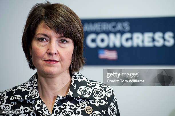 Rep. Cathy McMorris Rodgers, R-Wash., attends a news conference after a meeting of the House Republican Conference in the Capitol, January 27, 2015.