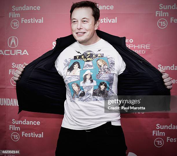 This image was processed using digital filters) Elon Musk attends the "Racing Extinction" Premiere at the 2015 Sundance Film Festival on January 24,...