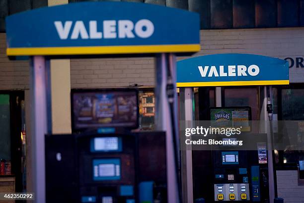 Valero Energy Corp. Fuel pumps stand at a gas station in Washington, D.C., U.S., on Monday, Jan. 26, 2015. Valero Energy Corp. Is expected to report...
