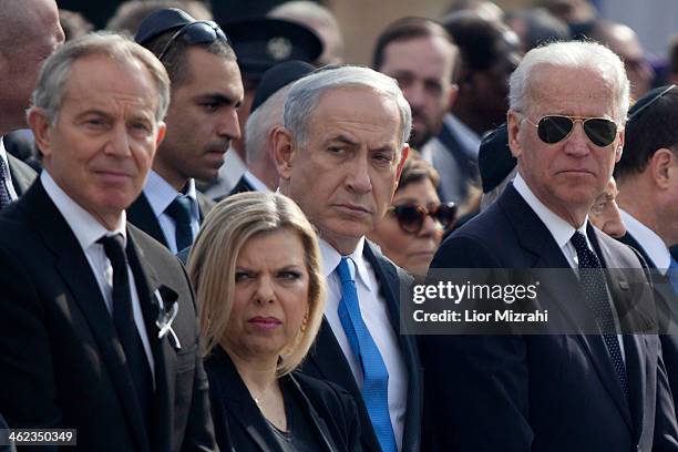 Vice President Joe Biden , Israeli Prime Minister Benjamin Netanyahu and his wife Sara and Former British Prime Minister Tony Blair during a state...